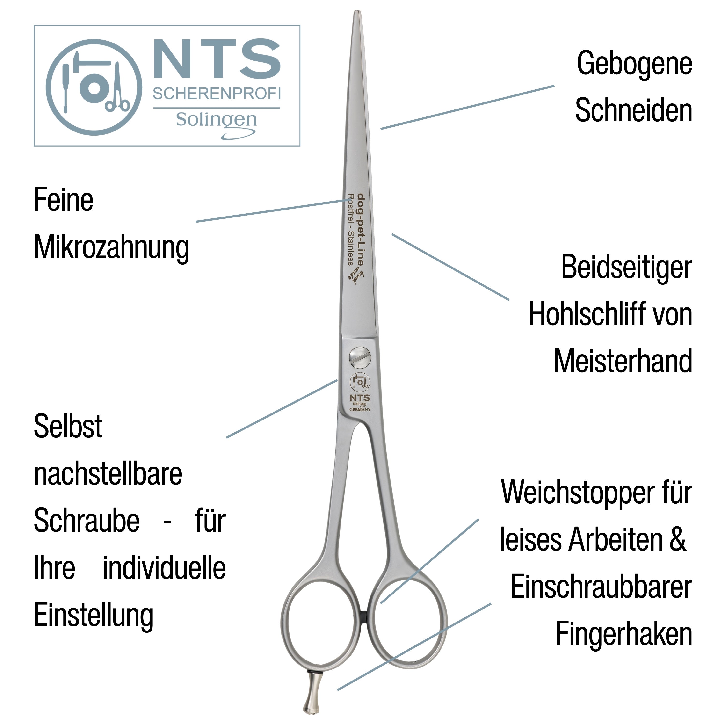 NTS Hundeschere mit gebogenen Schneiden 9" NTS Hundeschere mit gebogenen Schneiden 9"