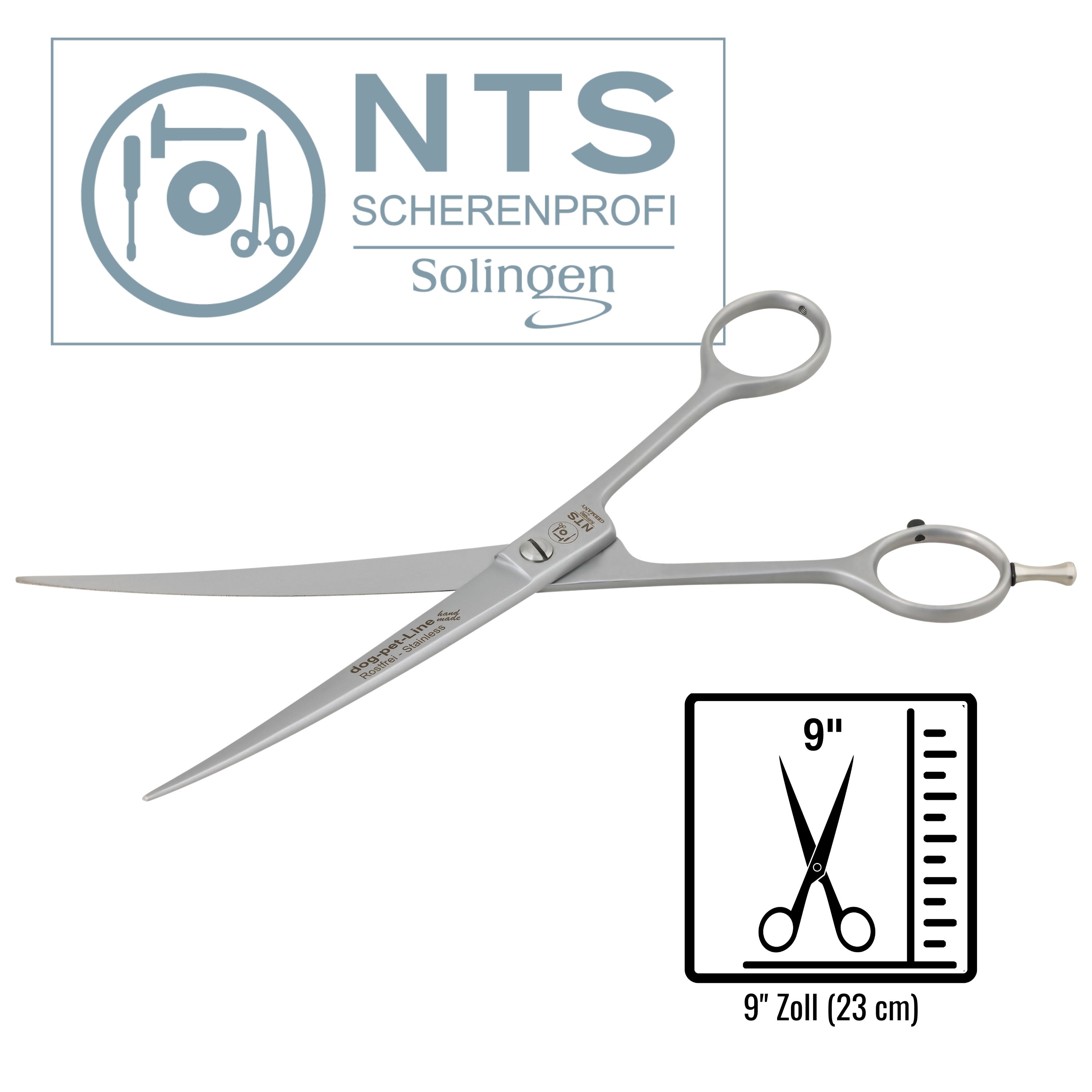 NTS Hundeschere mit gebogenen Schneiden 9"
