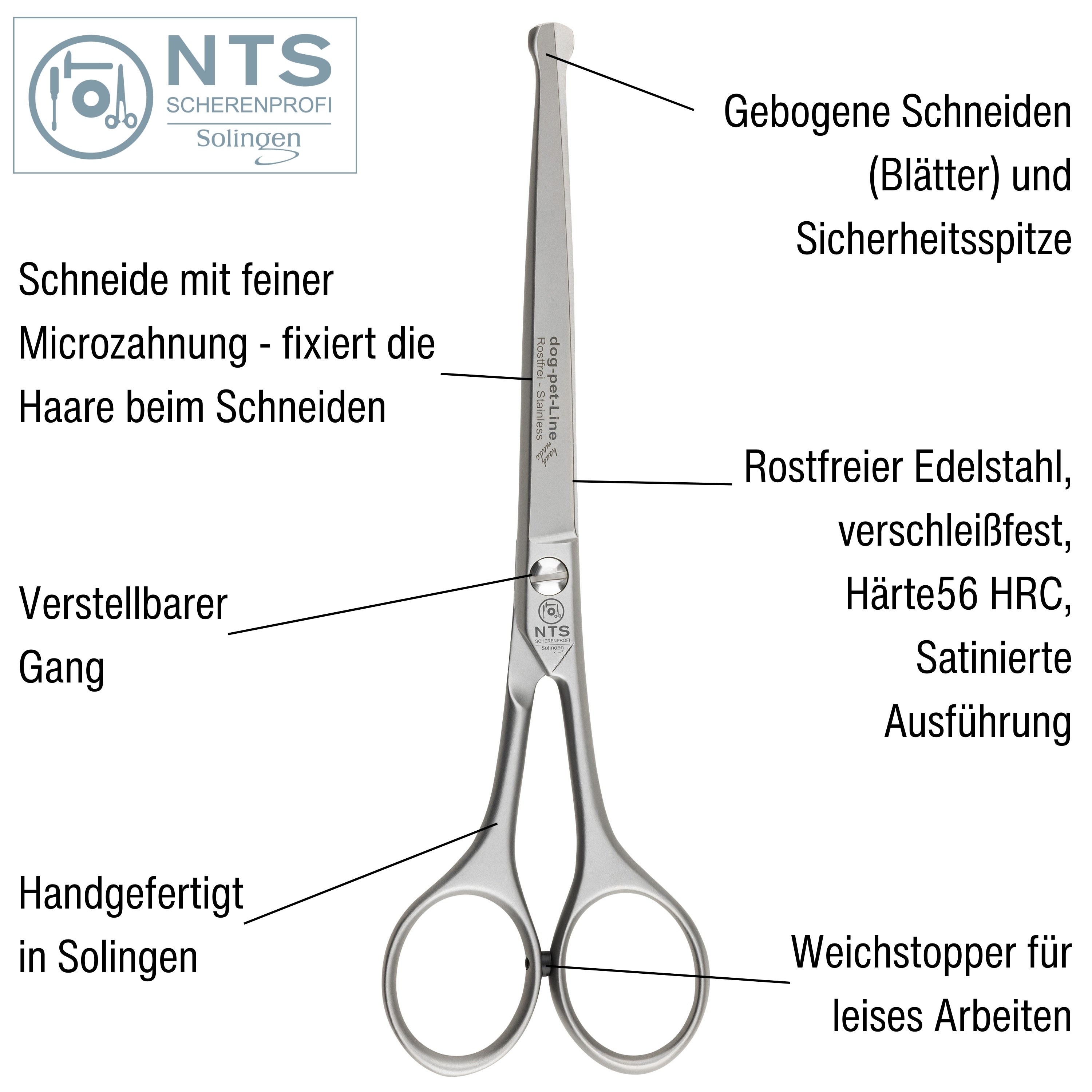NTS Hundeschere mit Knopf 7"