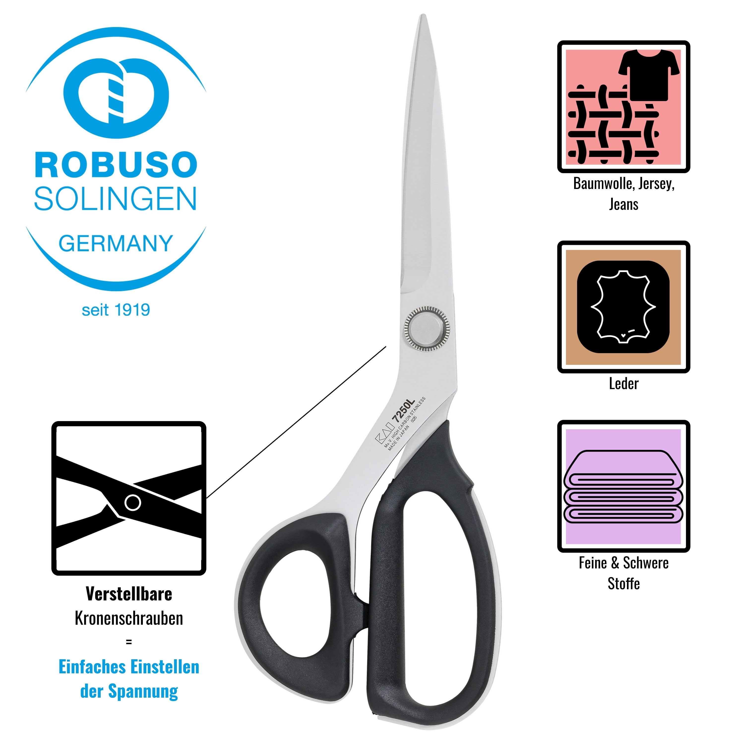 Cesoie da sarto per mancini in acciaio inossidabile 9.5" di KAI dal Giappone Cesoie da sarto per mancini in acciaio inossidabile 9.5" di KAI dal Giappone