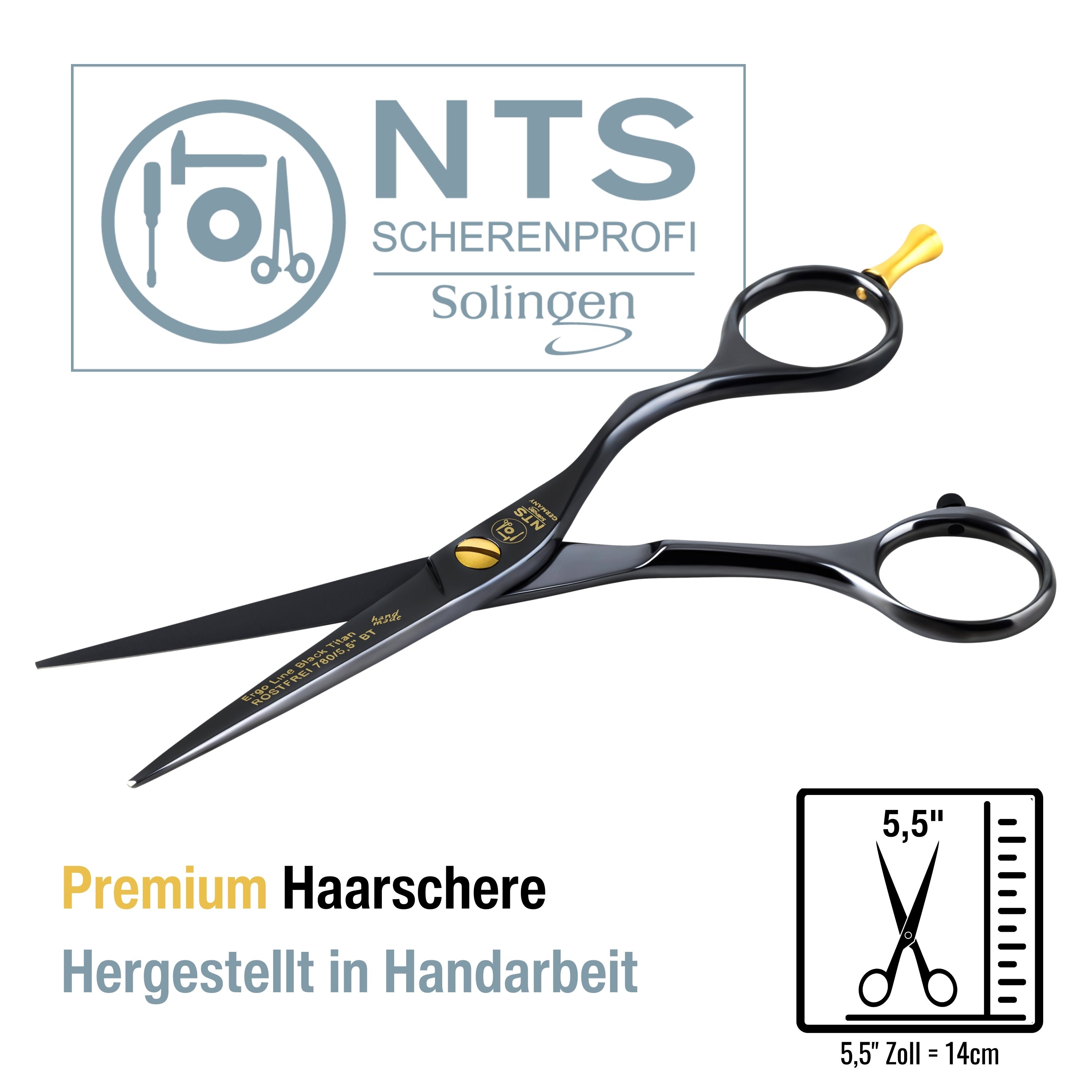 NTS Haarschere Ergo Black Titan Line 5,5" NTS Haarschere Ergo Black Titan Line 5,5"
