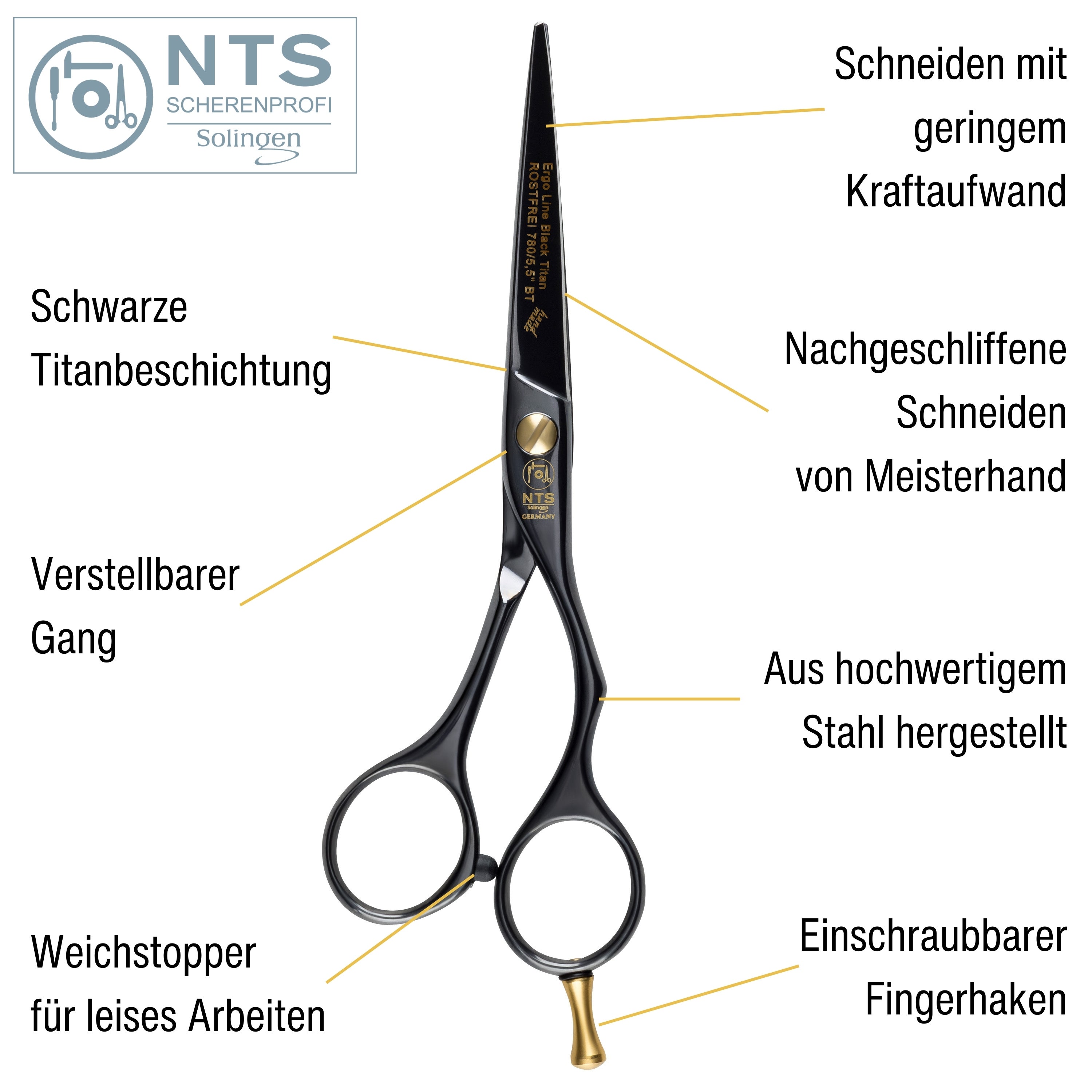 NTS Haarschere Ergo Black Titan Line 5,5" NTS Haarschere Ergo Black Titan Line 5,5"