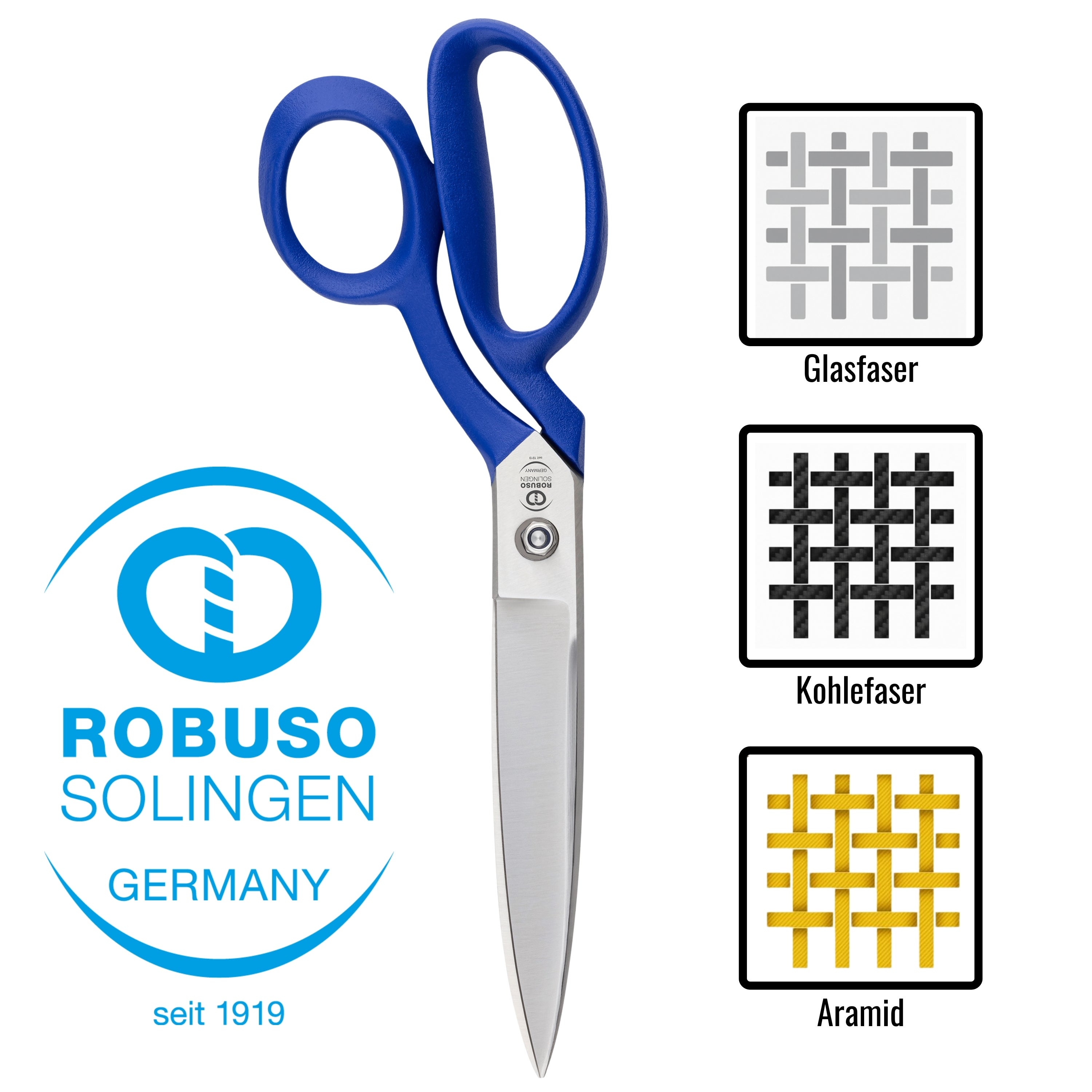 ROBUSO Střihací nůžky - pro technické textilie - 1026/C/9.5" ROBUSO Střihací nůžky - pro technické textilie - 1026/C/9.5"