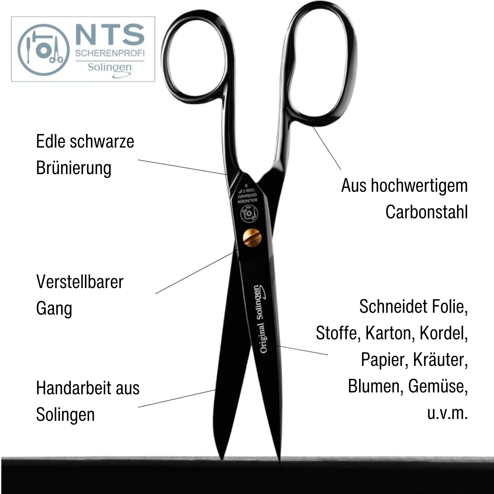 NTS Household Scissors Black Edition 7"